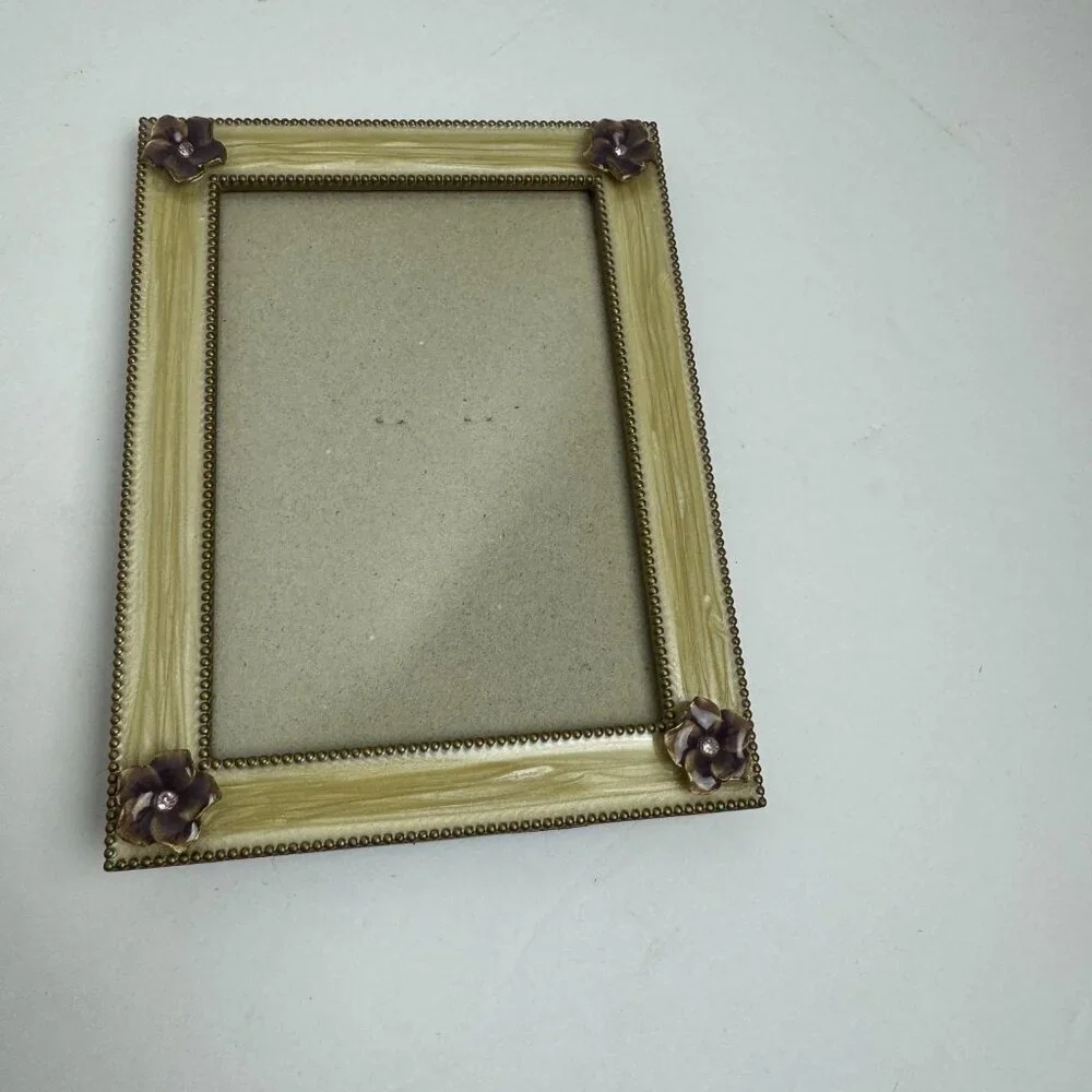 Frame Creme  / Purple Enamel Jemeled Pink Phinestone Jewels